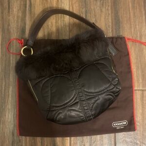 Coach Hobo Shoulder Bag w/Fur Trim G05k-3586
